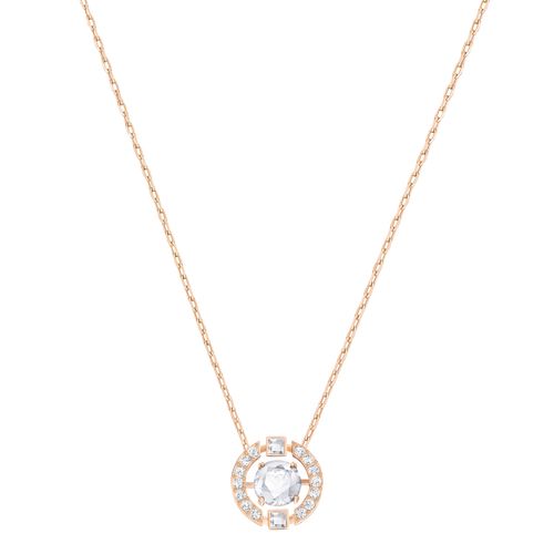 Collar Swarovski Sparkling Dance Round, blanco, Baño en tono Oro Rosa