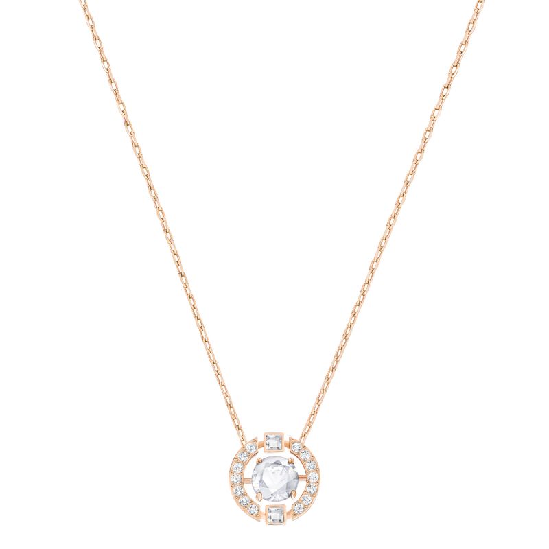 Collar-Swarovski-Sparkling-Dance-Round-blanco-Baño-en-tono-Oro-Rosa