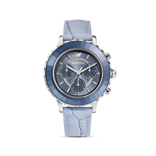 Reloj Octea Lux Chrono, correa de piel, azul, acero inoxidable
