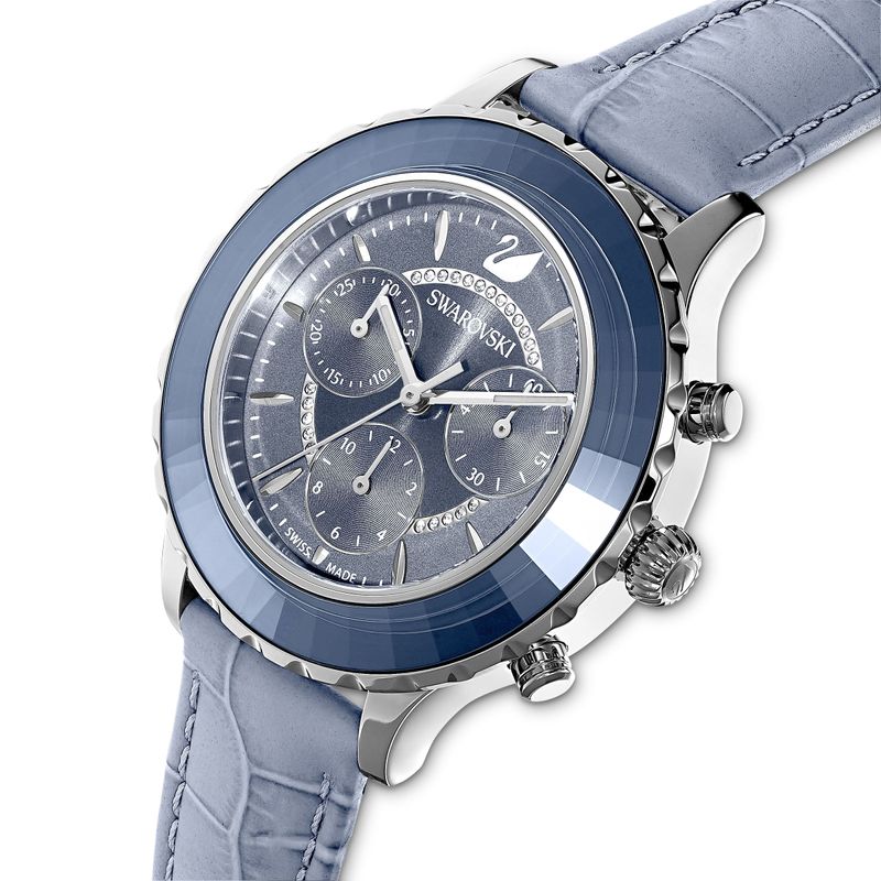 Reloj-Octea-Lux-Chrono-correa-de-piel-azul-acero-inoxidable