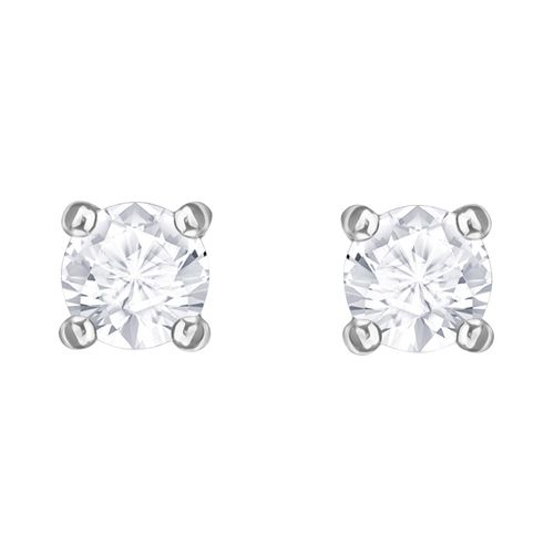 Aretes Attract Round, blanco, baño de rodio