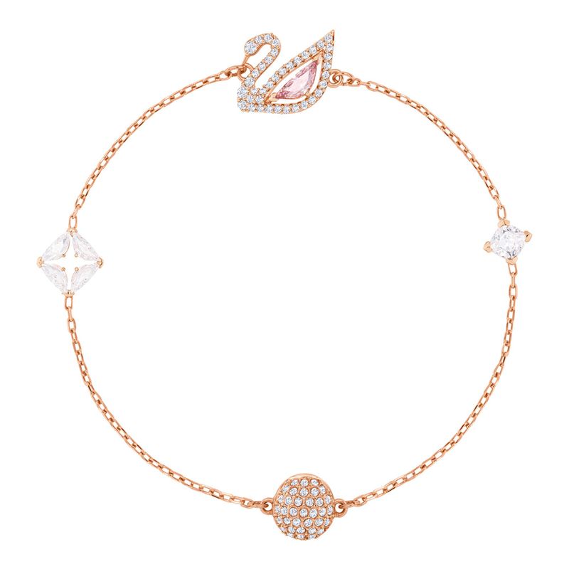 Pulsera-Dazzling-Swan-multicolor-Baño-en-tono-Oro-Rosa