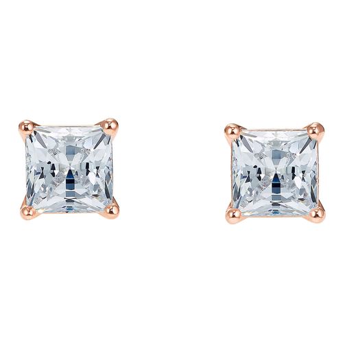 Aretes Attract, blanco, Baño en tono Oro Rosa