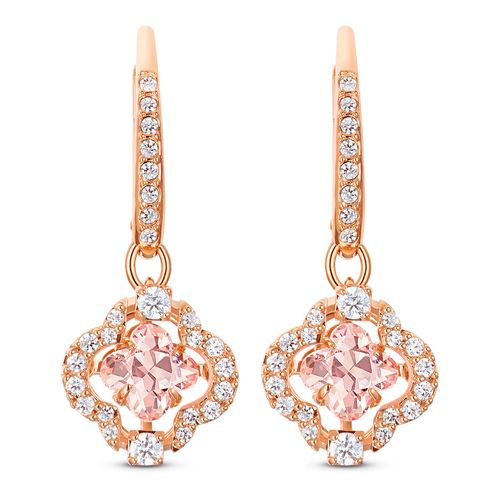 Aretes Swarovski Sparkling Dance Clover, rosa, baño tono oro rosa