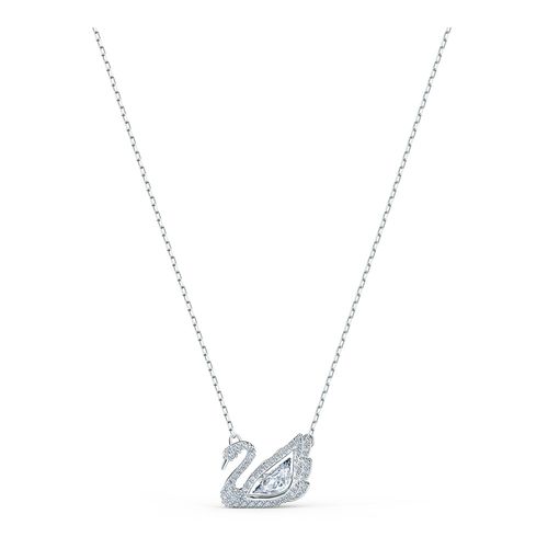 Collar Dancing Swan, blanco, baño de rodio