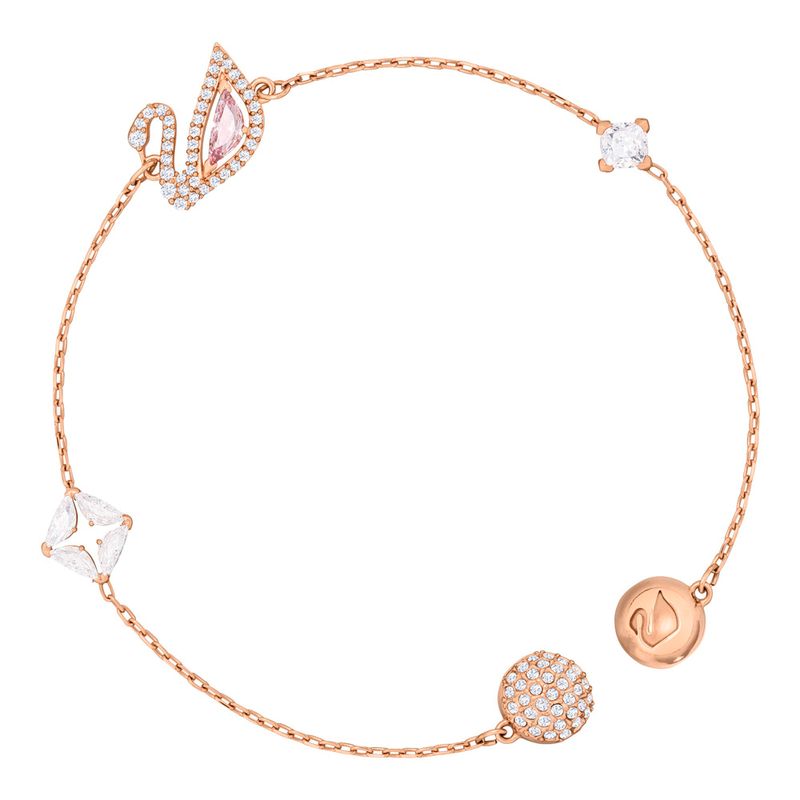 Pulsera-Dazzling-Swan-multicolor-Baño-en-tono-Oro-Rosa