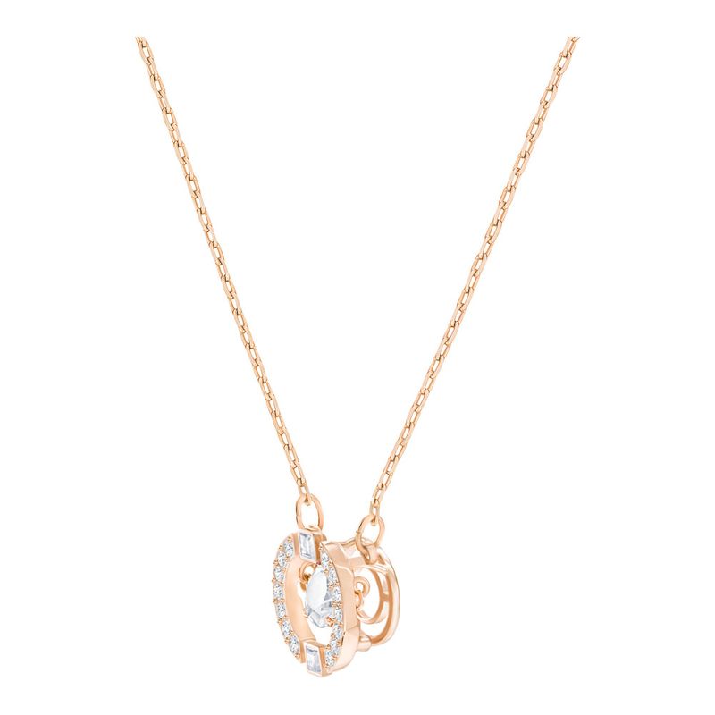 Collar-Swarovski-Sparkling-Dance-Round-blanco-Baño-en-tono-Oro-Rosa