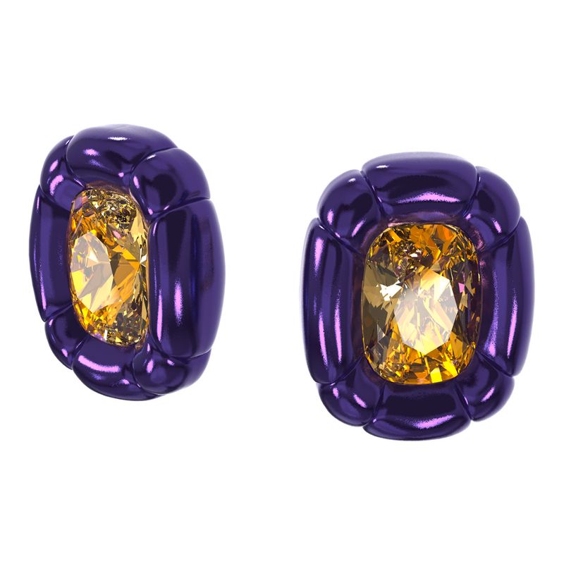 Pendientes-de-clip-Dulcis-Cristales-de-talla-cushion-Morado