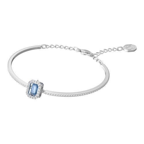 Brazalete Millenia, Zirconia Swarovski de talla octogonal, Azul, Baño de rodio
