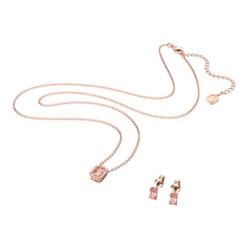 Conjunto Millenia, Zirconia Swarovski de talla octogonal, Rosa, Baño tono oro rosa