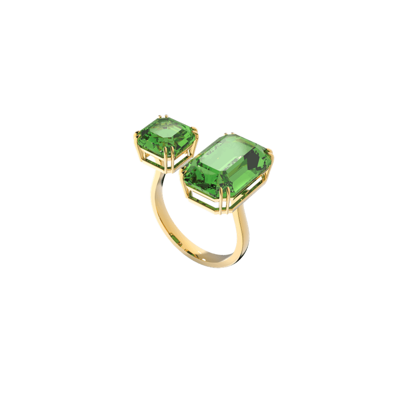 Anillo-de-coctel-Millenia-Cristales-talla-octagonal-Verde-Baño-tono-oro