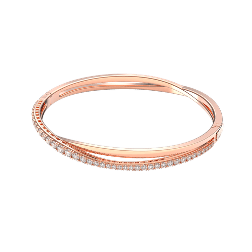 Pulsera Twist, Blanco, Baño tono oro rosa