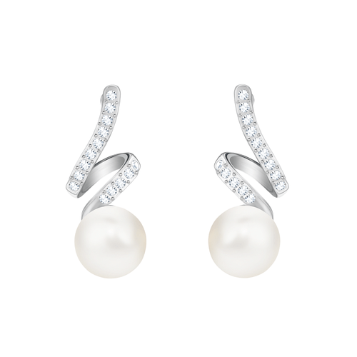 Pendientes Gabriella Pearl, Blanco, Baño de rodio