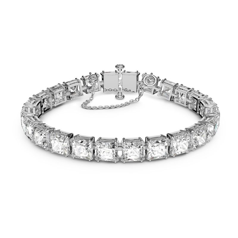 Pulsera-Millenia-Cristales-de-talla-cuadrado-Blanco-Baño-de-rodio