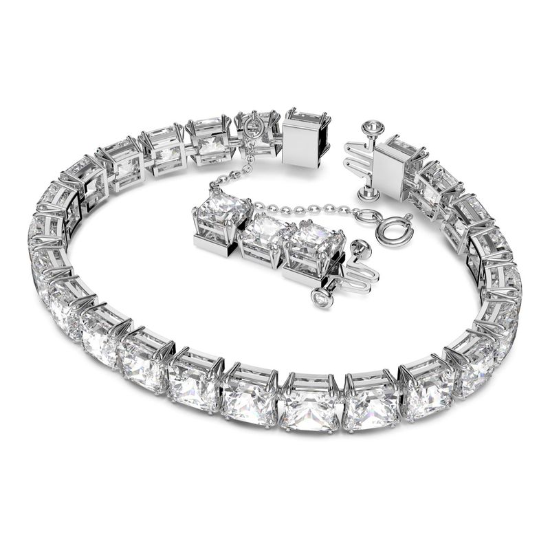 Pulsera-Millenia-Cristales-de-talla-cuadrado-Blanco-Baño-de-rodio