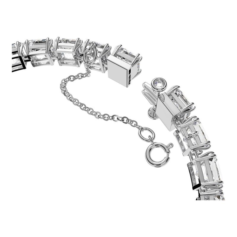 Pulsera-Millenia-Cristales-de-talla-cuadrado-Blanco-Baño-de-rodio