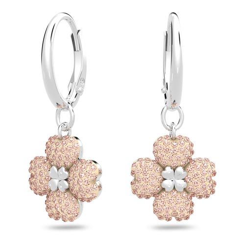 Aretes de argollaaro Latisha, Flor, Rosas, Baño de rodio