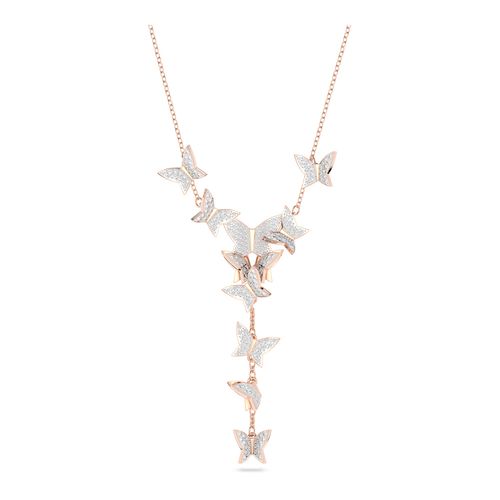 Collar en Y Lilia, Mariposa, Baño tono oro rosa