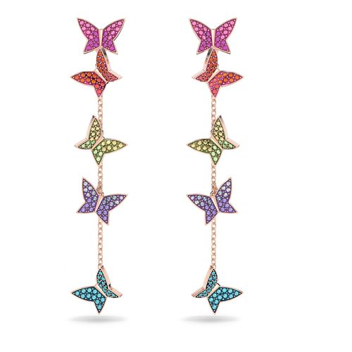 Aretes Lilia, Mariposa, Largos, Baño tono oro rosa