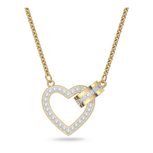 Collar Lovely, Corazón, Blanco, Baño tono oro