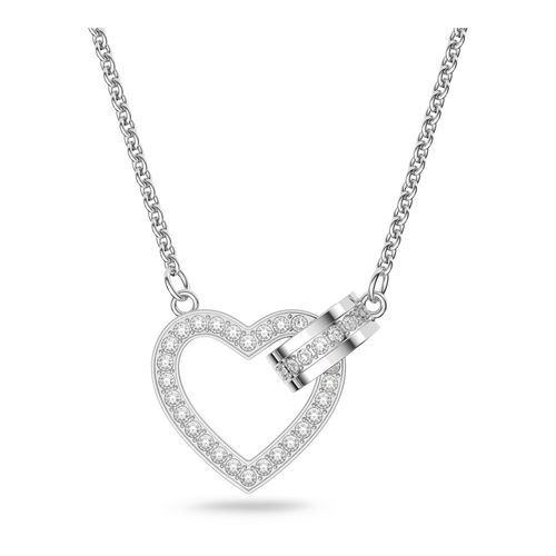 Collar Lovely, Corazón, Blanco, Baño de rodio