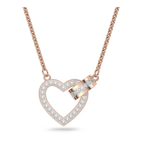 Collar Lovely, Corazón, Blanco, Baño tono oro rosa