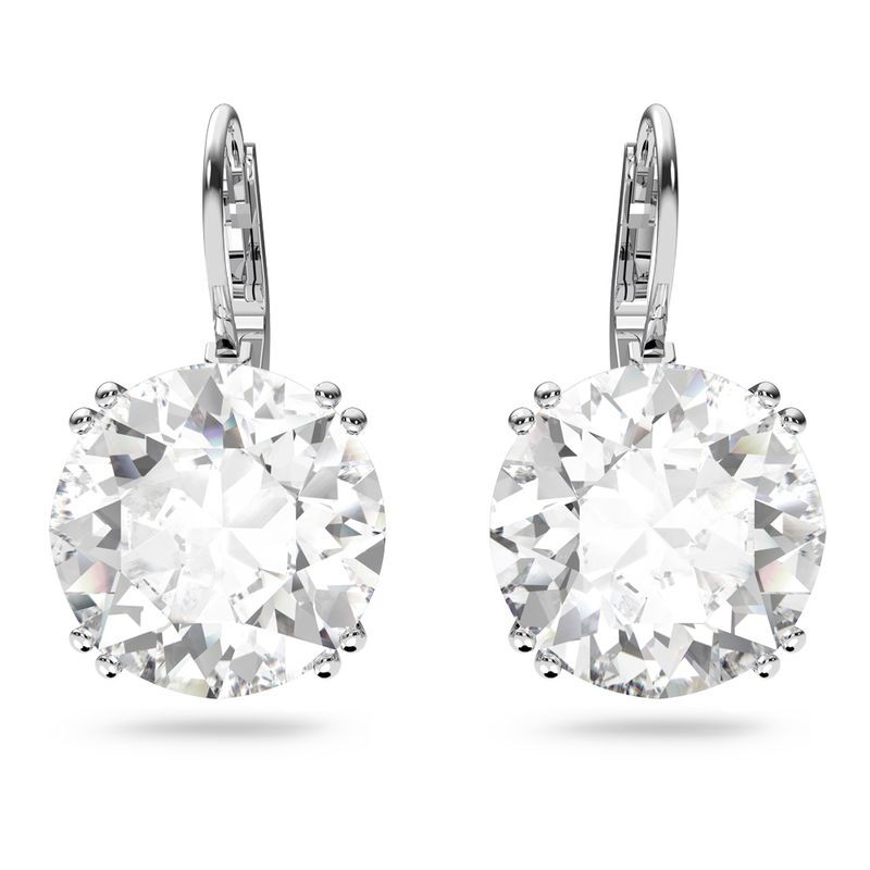 Aretes-Millenia-Cristal-de-talla-redonda-Blancos-Baño-de-rodio