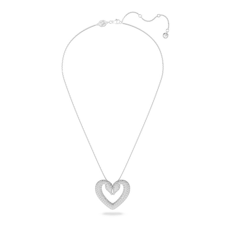 Colgante-Una-Corazon-Mediano-Blanco-Baño-de-rodio
