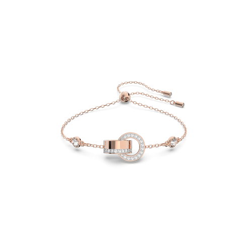 Pulsera Hollow, Blanca, Baño tono oro rosa