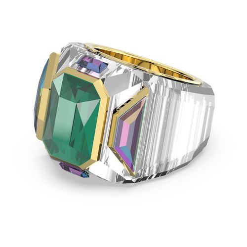 Anillo de cóctel Chroma, Verde, Baño tono oro