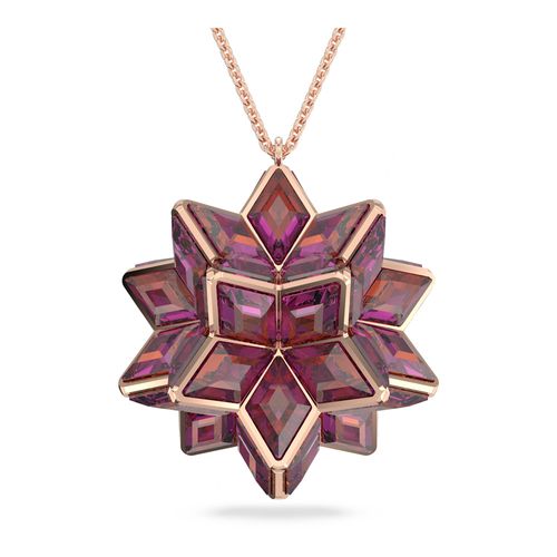 Colgante Curiosa, Cristales geométricos, Rosa, Baño tono oro rosa