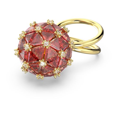 Anillo de cóctel Curiosa, Círculo, Naranja, Baño tono oro