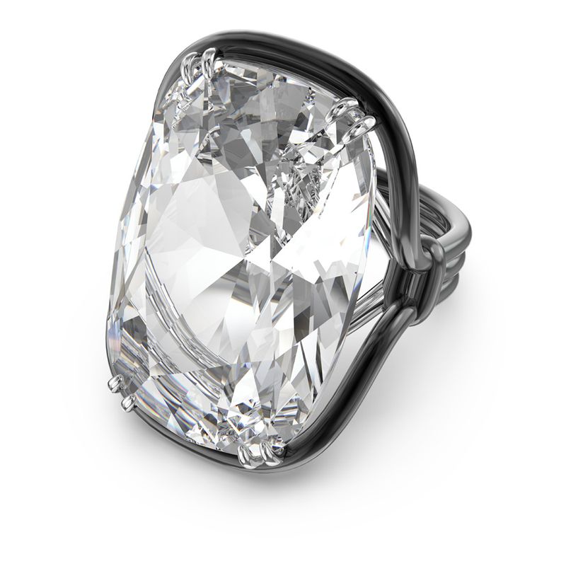 Anillo-Harmonia-Cristal-flotante-de-gran-tamaño-Blanco-Combinacion-de-acabados-metalicos