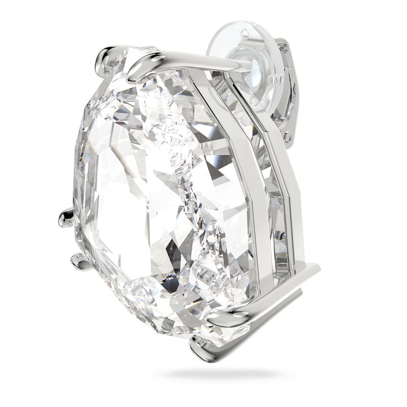 Pendiente-de-clip-Mesmera-Individual-Cristal-de-talla-triangular-Blanco-Baño-de-rodio