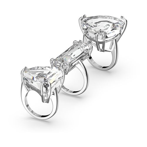 Anillo de cóctel Mesmera, Conjunto, Blanco, Baño de rodio