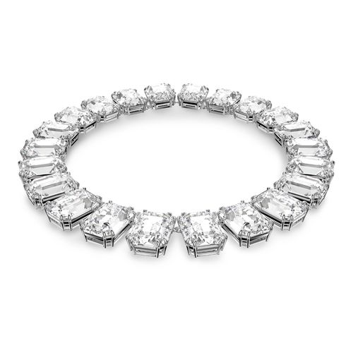 Collar Millenia, Cristales talla octagonal, Blanco, Baño de rodio