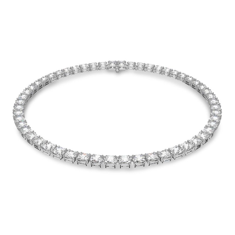 Collar-Millenia-Circonita-Swarovski-y-cristal-de-talla-cuadrada-Blanco-Baño-de-rodio