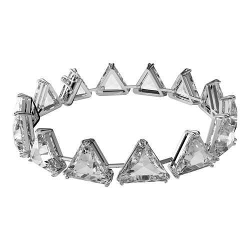 Pulsera Millenia, Cristales en talla en forma de punta triangular, Blanco, Baño de rodio