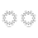 Pendientes-Millenia-Circulo-Blanco-Baño-de-rodio