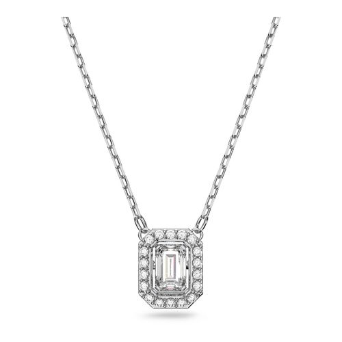 Collar Millenia, Circonita Swarovski cuadrada, Blanco, Baño de rodio