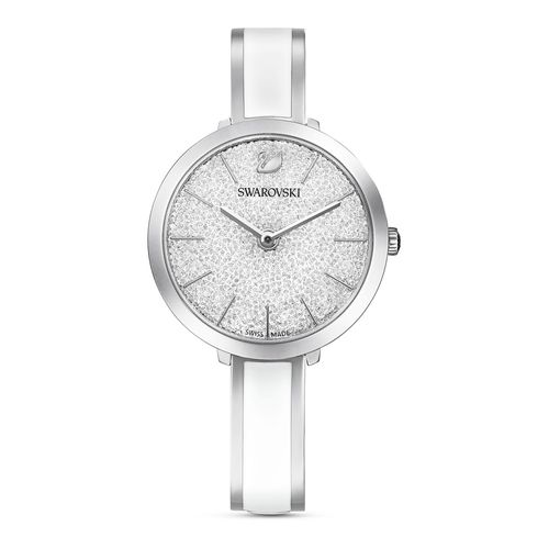 Reloj Crystalline Delight, brazalete de metal, blanco, acero inoxidable
