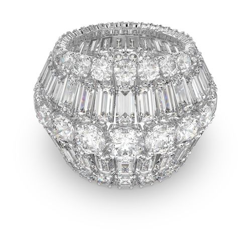 Anillo de cóctel Hyperbola, Grande, Blanco, Baño de rodio
