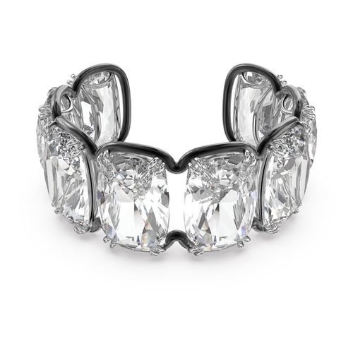 Brazalete Harmonia, Cristal flotante de gran tamaño, Blanco, Combinación de acabados metálicos