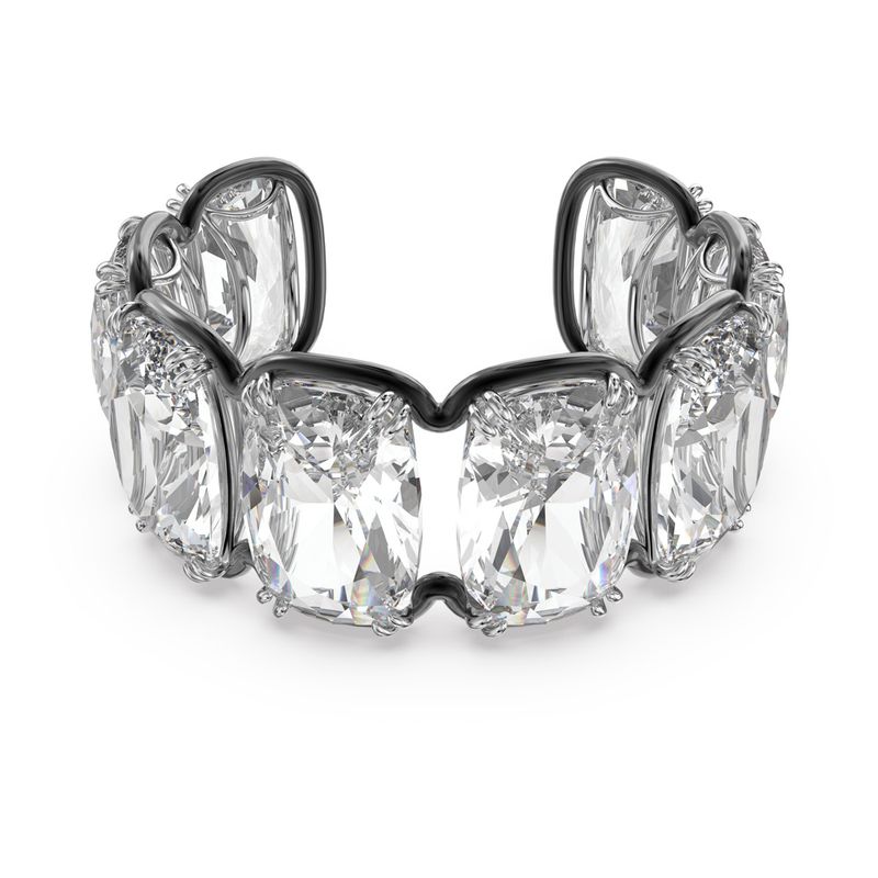 Brazalete-Harmonia-Cristal-flotante-de-gran-tamaño-Blanco-Combinacion-de-acabados-metalicos