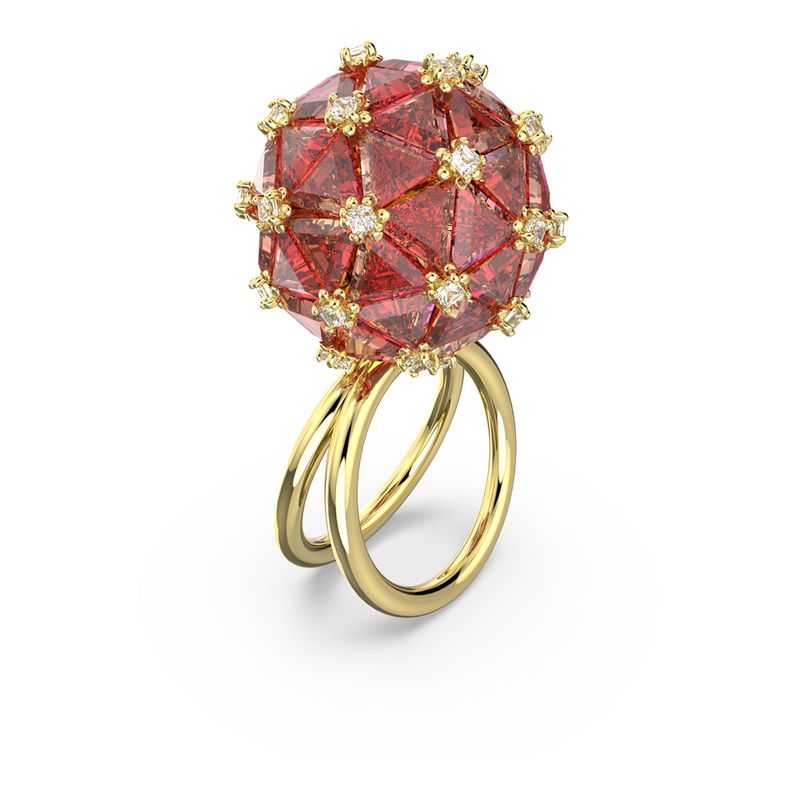 Anillo-de-coctel-Curiosa-Circulo-Naranja-Baño-tono-oro