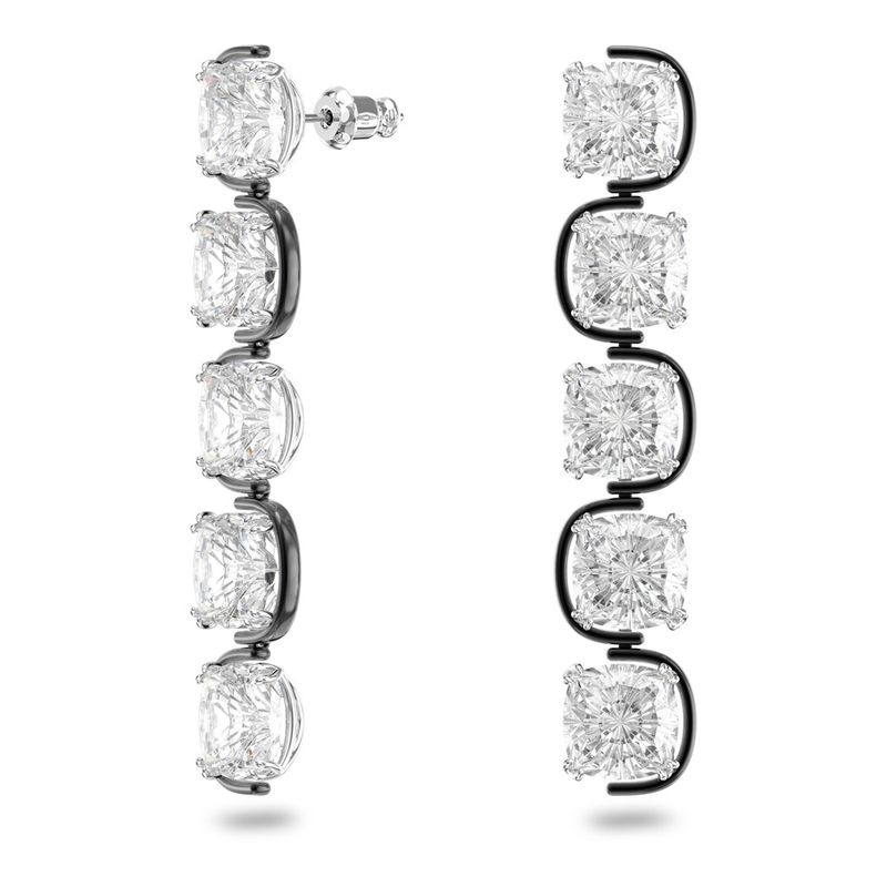 Pendientes-de-gota-Harmonia-Cristales-flotantes-talla-Cushion-Blanco-Combinacion-de-acabados-metalicos