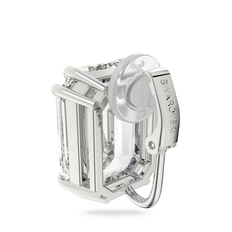 Pendiente-de-clip-Mesmera-Individual-Cristal-de-talla-octagonal-Blanco-Baño-de-rodio