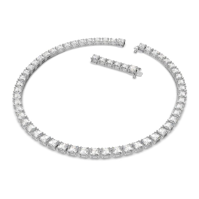 Collar-Millenia-Circonita-Swarovski-y-cristal-de-talla-cuadrada-Blanco-Baño-de-rodio