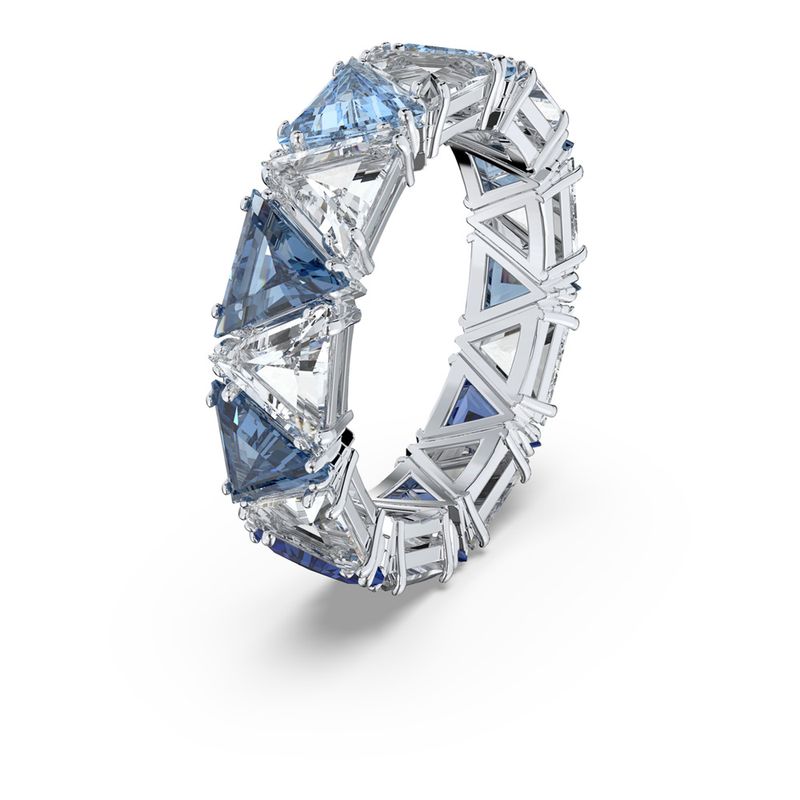 Anillo-de-coctel-Millenia-Cristales-de-talla-triangular-Azul-Baño-de-rodio