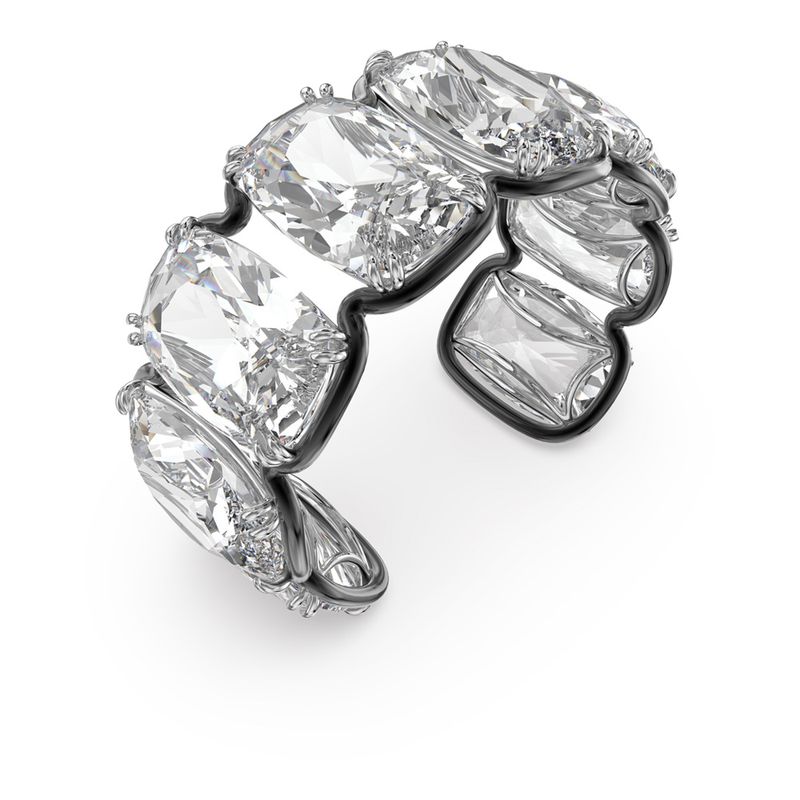 Brazalete-Harmonia-Cristal-flotante-de-gran-tamaño-Blanco-Combinacion-de-acabados-metalicos